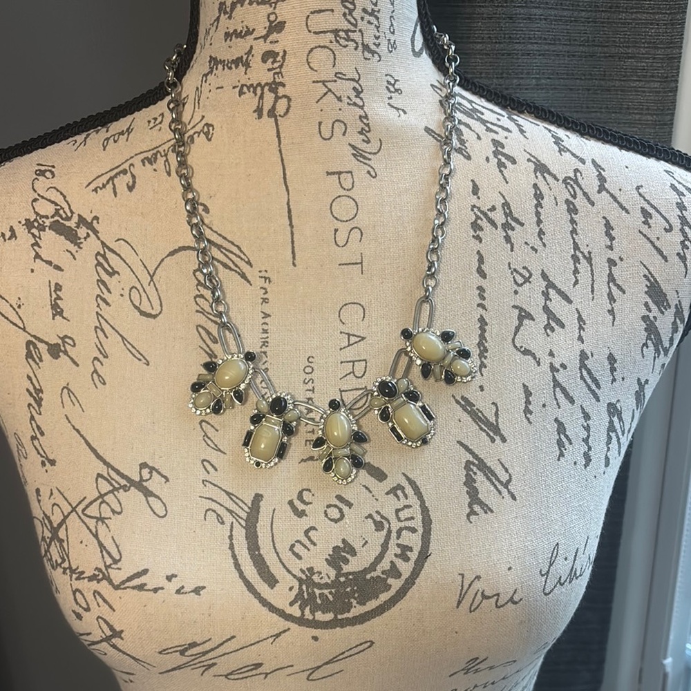 Silver and Cream Vintage-Inspired Necklace